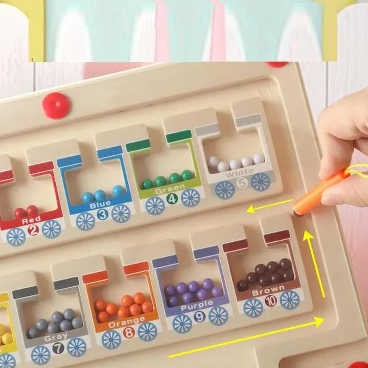 قطار مغناطيسي تصنيف اللون عد المجلس عدد . Magnetic Train Color Sorting Counting Board Number