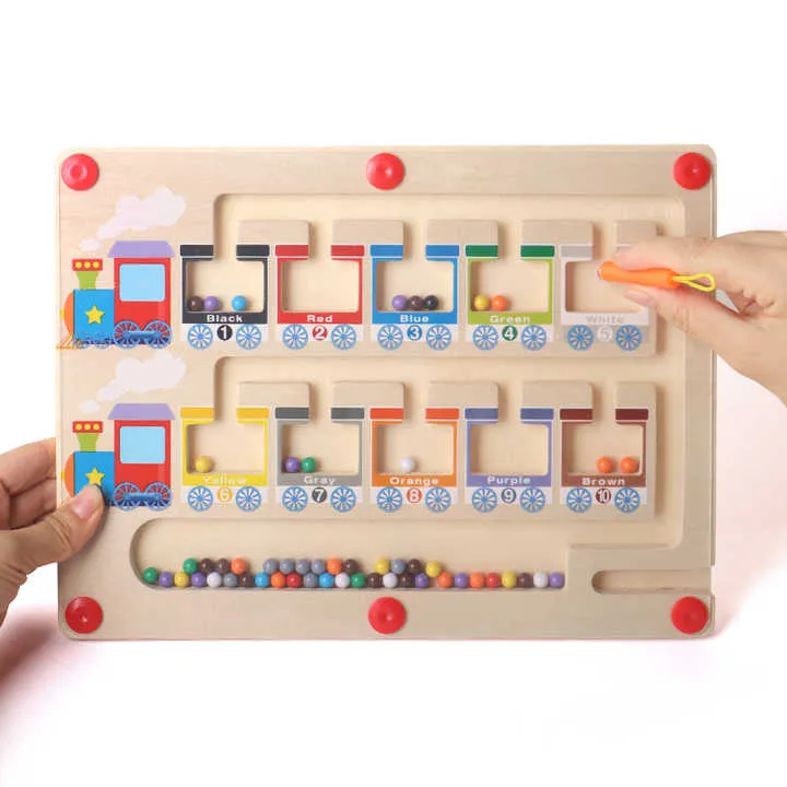 قطار مغناطيسي تصنيف اللون عد المجلس عدد . Magnetic Train Color Sorting Counting Board Number