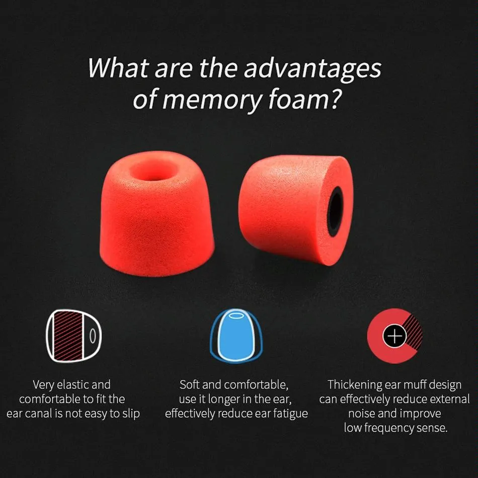 6-Piece Memory Foam Earbud Kit For All In-Ear Headphones - S M L