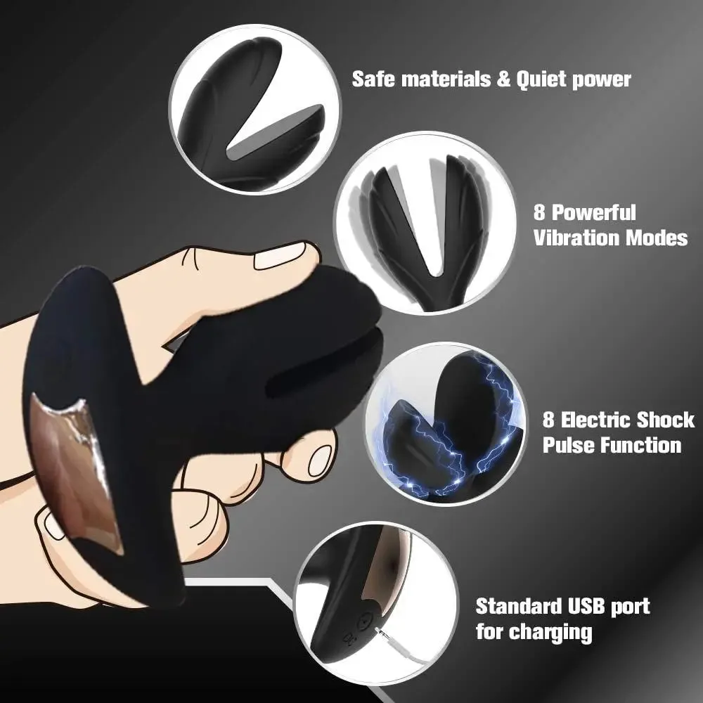 Anal Expander Plug with Electric Shock Pulse Vibrator Prostate Massager for Men Remote Control Anal Stimulation Adult Sex Toys