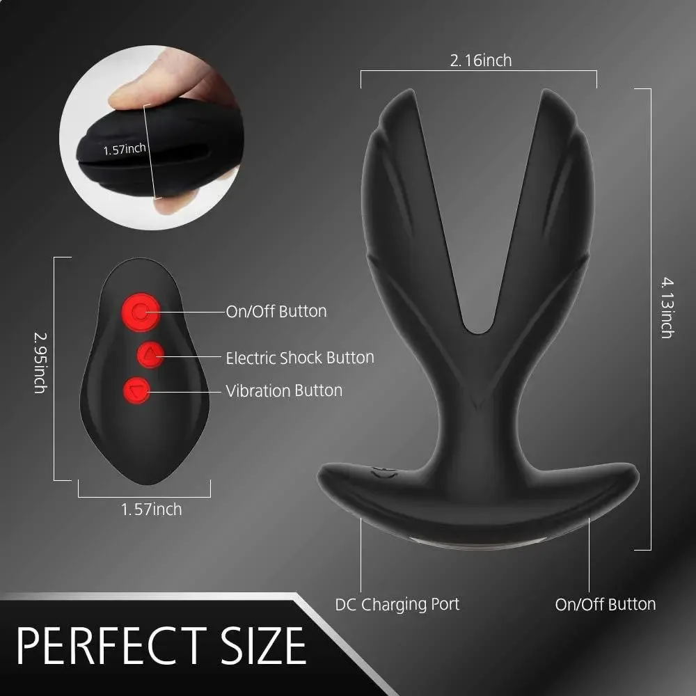 Anal Expander Plug with Electric Shock Pulse Vibrator Prostate Massager for Men Remote Control Anal Stimulation Adult Sex Toys