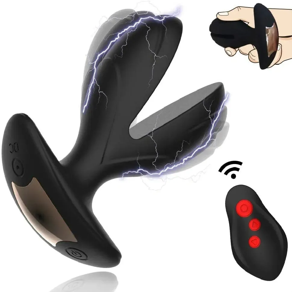 Anal Expander Plug with Electric Shock Pulse Vibrator Prostate Massager for Men Remote Control Anal Stimulation Adult Sex Toys