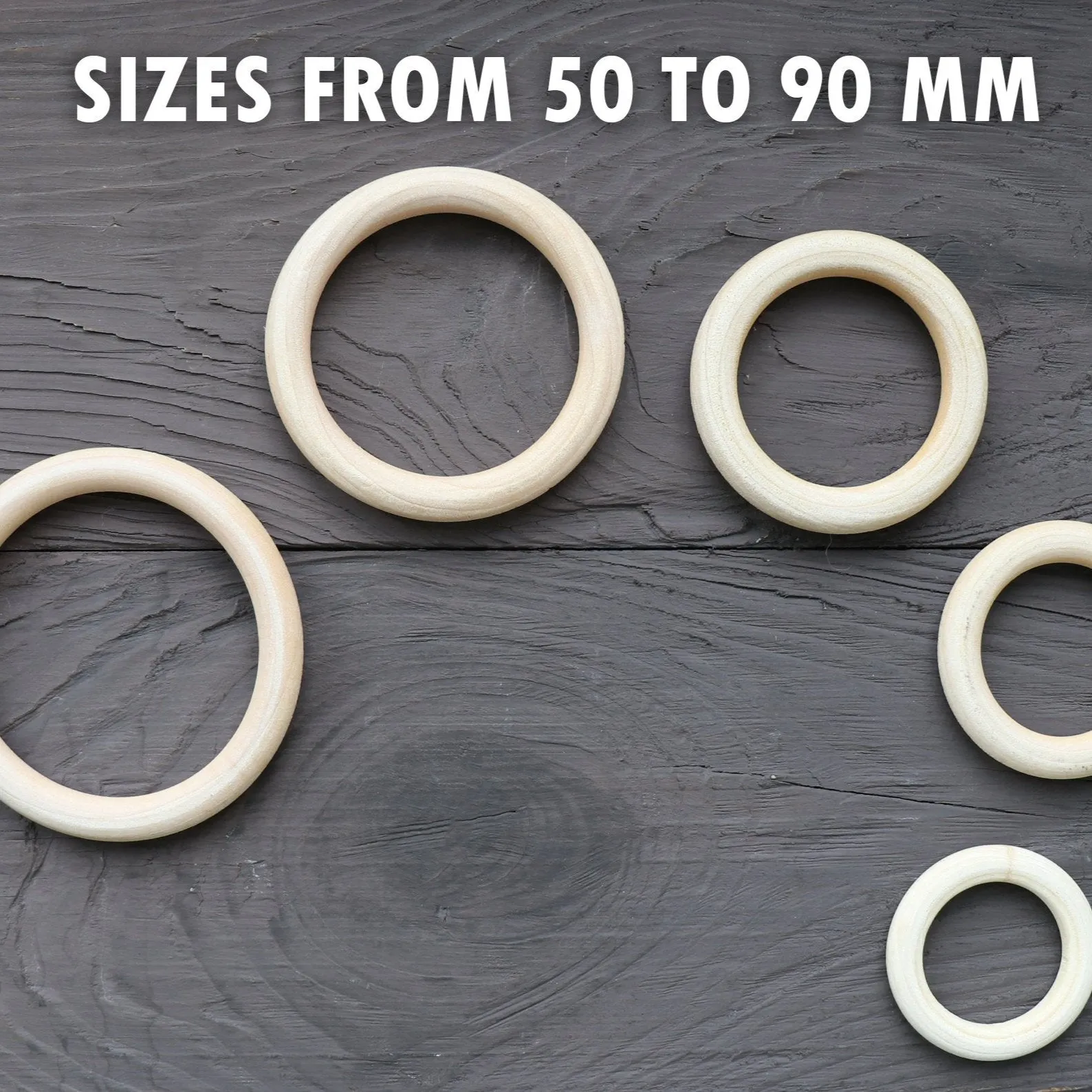 Beech Wood Rings, 10 Sizes