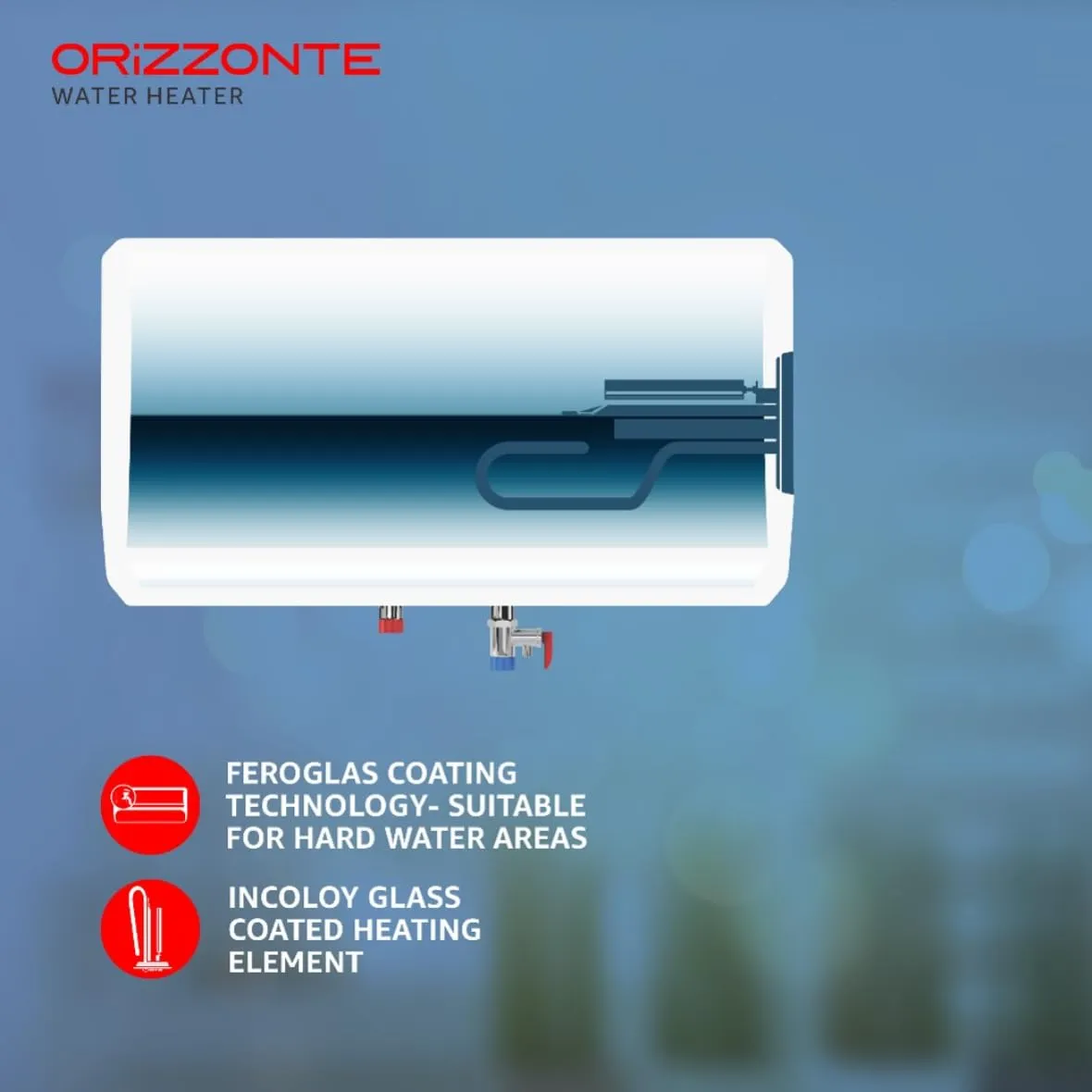 Havells Orizzonte 15 Litre Storage Water Heater | Glass Coated Tank, Digital Display, Remote Controlled | Warranty: 7 Year On Tank, Free Shock Safe Plug | (White), Wall