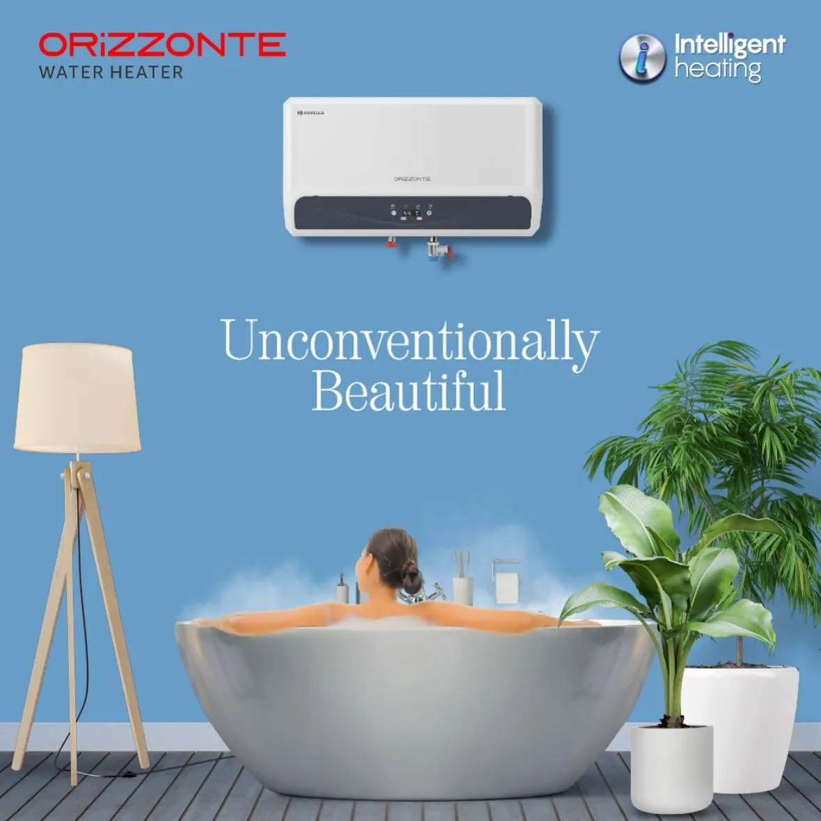 Havells Orizzonte 15 Litre Storage Water Heater | Glass Coated Tank, Digital Display, Remote Controlled | Warranty: 7 Year On Tank, Free Shock Safe Plug | (White), Wall
