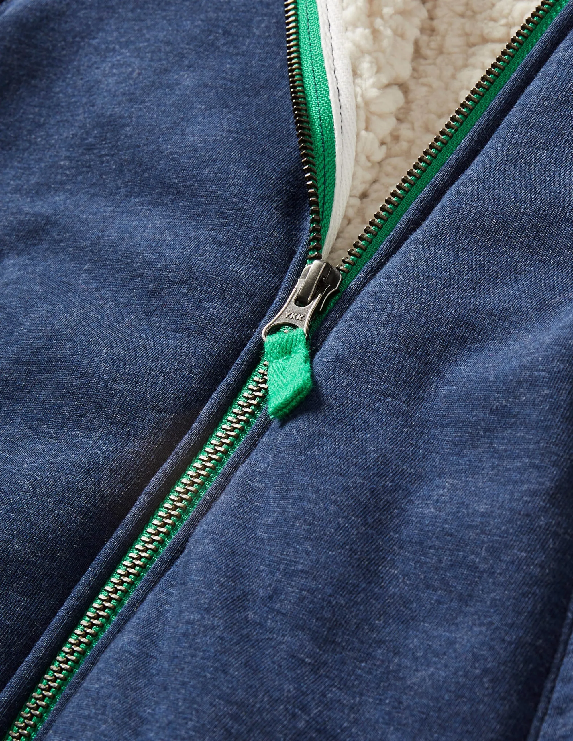 Navy Borg Lined Zip-up Hoodie-Blue Marl