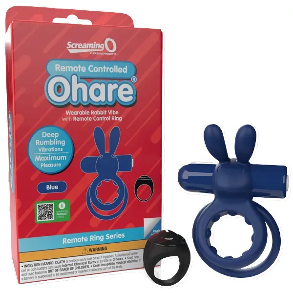 Screaming O Remote Controlled Ohare Vibrating Ring - Blue