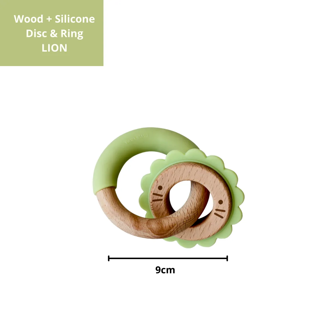 Wood Critter & Ring Teether - Green